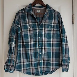 Women's Dark Blue Plaid Shirt Size Medium